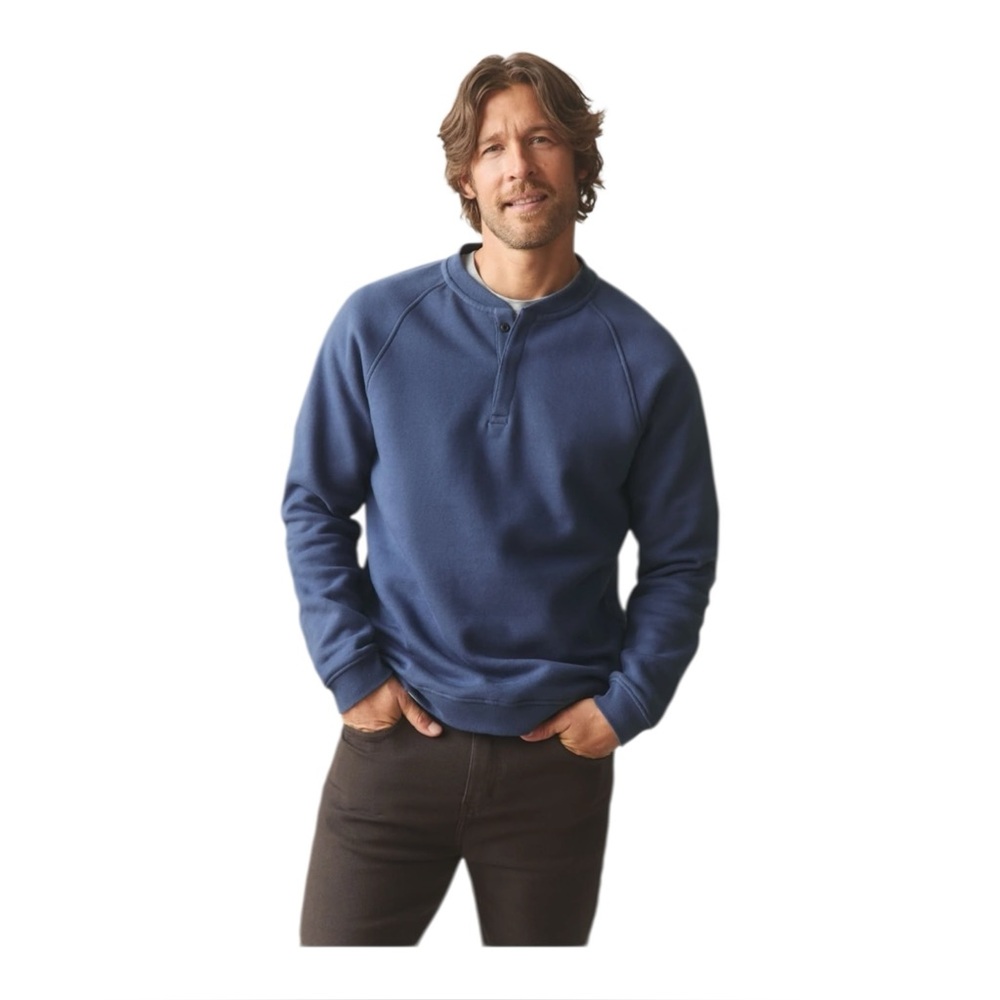American Giant Men’s Mid Weight Snap Henley Sweatshirt